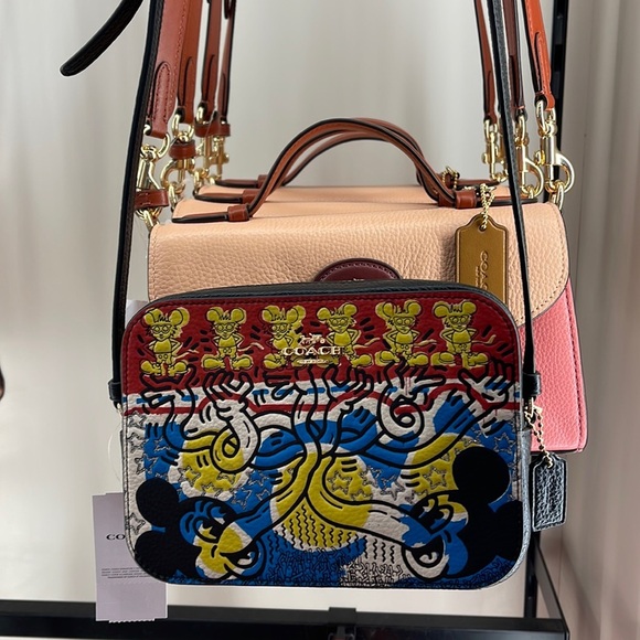 Coach Handbags - Coach Disney Mickey Mouse X Keith Haring Mini Camera Bag
Gold/Chalk Black Multi
